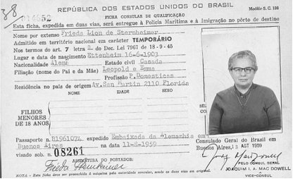 Visum von Frieda Sternheimer, 1959 Visum von Frieda Sternheimer, 1959