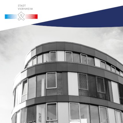 Rollup Gewerbeimmobilienbörse Fenster eines Gewerbeobjektes, darunter Schriftzung Gewerbeimmobilien Börse Viernheim Angebot trifft Nachfragen