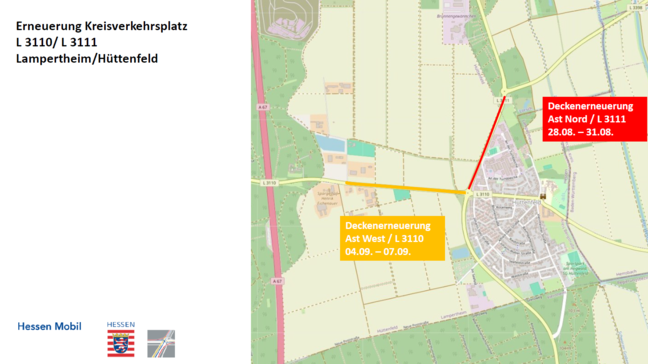 Umleitung_Erneuerung_Kreisverkehr_Lampertheim-Hüttenfeld