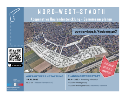 Kooperative Baulandentwicklung Nordweststadt2 Einladungsplakat mit den Informationen im Text