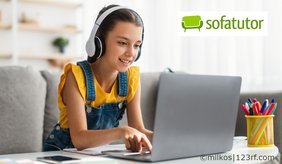 Lernen leicht gemacht mit der Online-Lernplattform „Sofatutor“. ©milkos|123rf.com Frau am Laptop