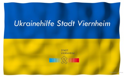 Ukrainehilfe ©plasticperson |123rf.com Urkainische Flagge mit Logo der Stadt Viernheim