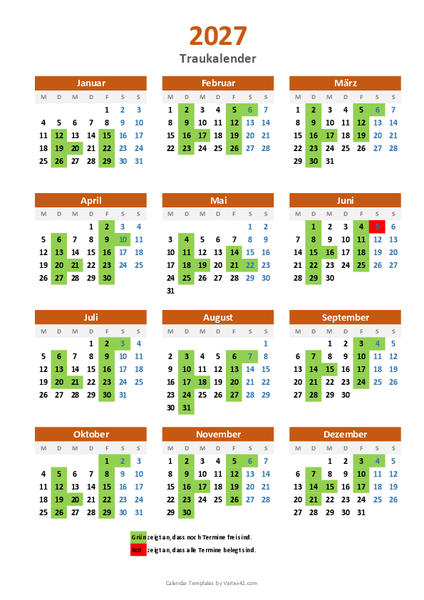 Traukalender 2027