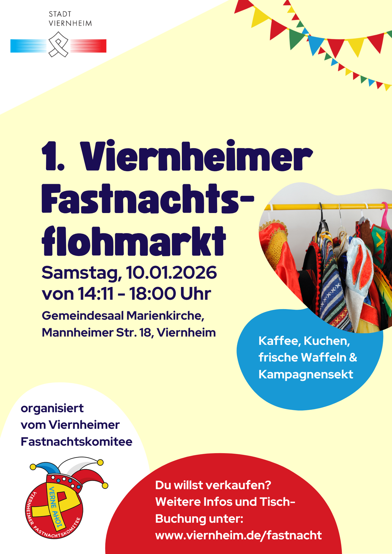 Plakat mit Informationen zum Flohmarkt