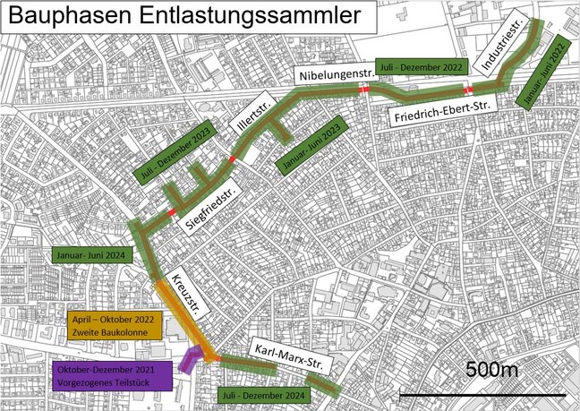 Bauphasen Entlastungssammler Karte Bauphasen Entlastungssammler